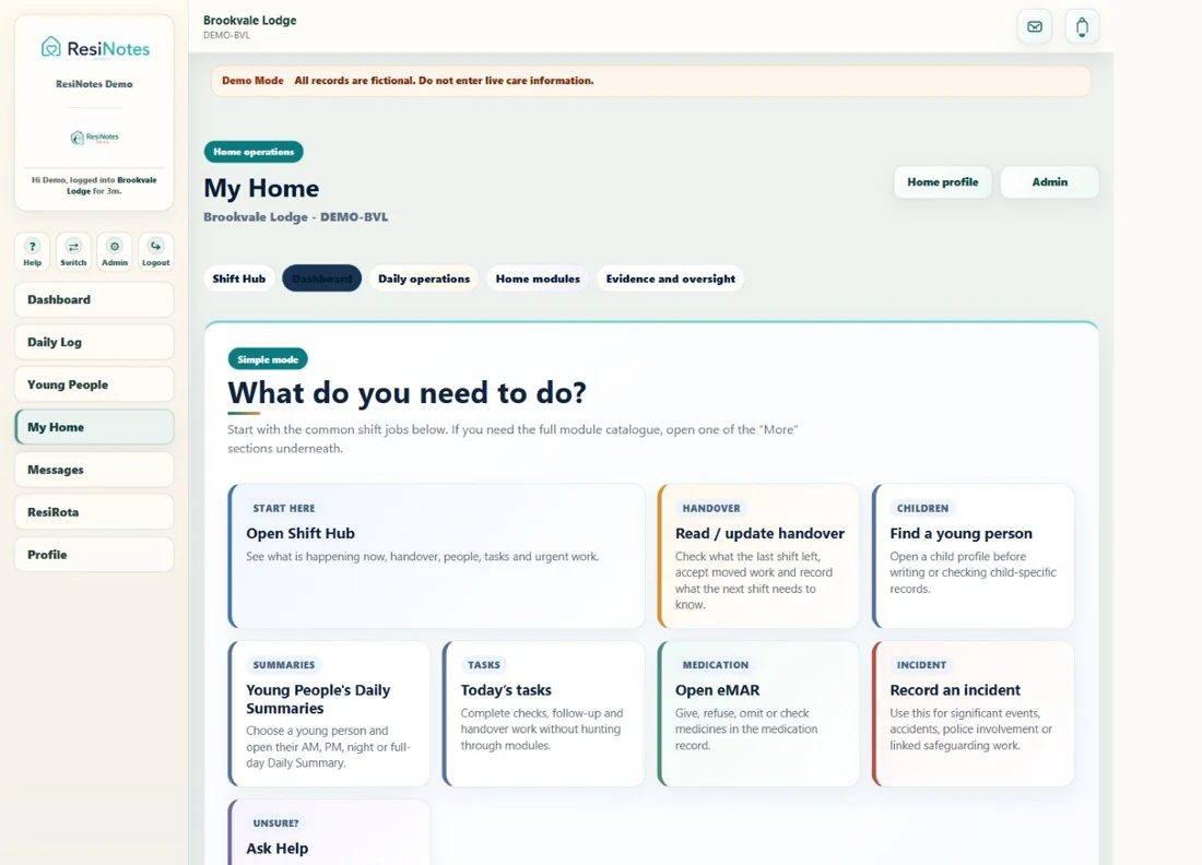 ResiNotes demo: Give everyday work a clear front door.