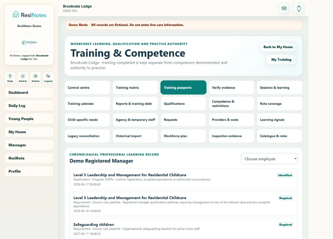 ResiNotes demo: Follow the person’s learning history.
