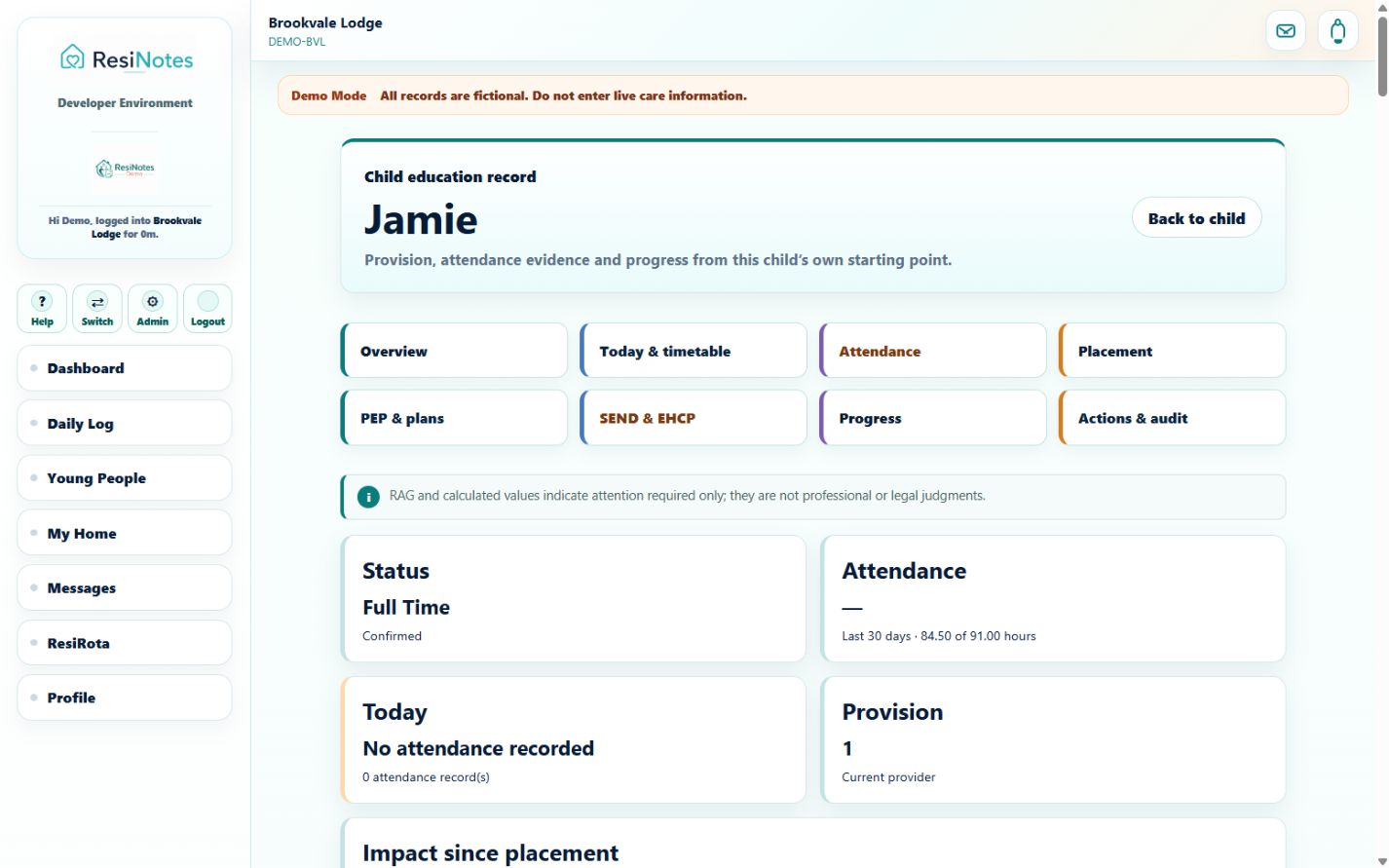 ResiNotes child education record